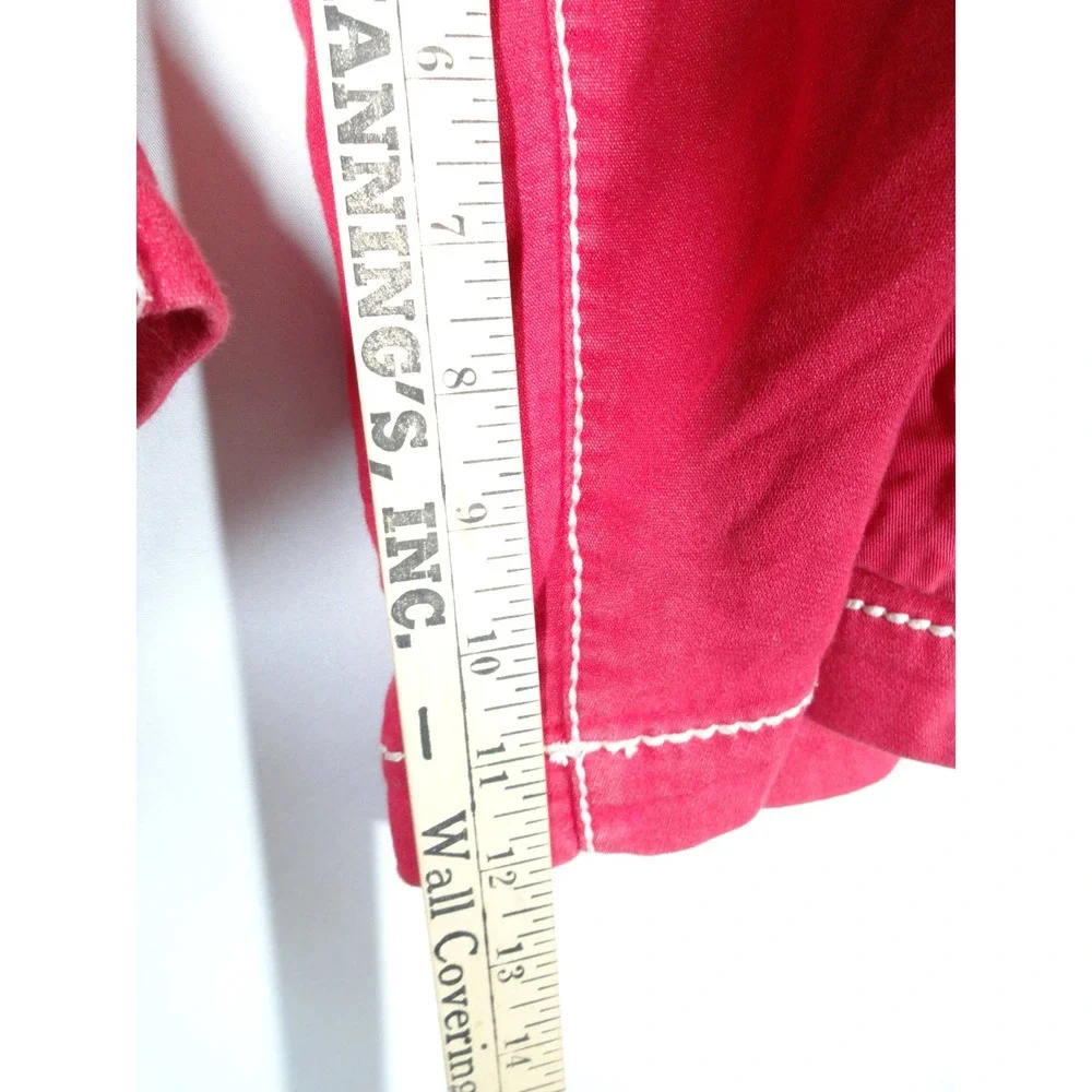 VTG Y2K True Religion Cargo Shorts XL Red White Contrast Stitch Baggy Streetwear